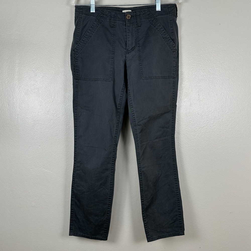 J.Crew Women's 4 Chino‎ Pants Charcoal Grey Stretch Cotton Utility Patch Pocket